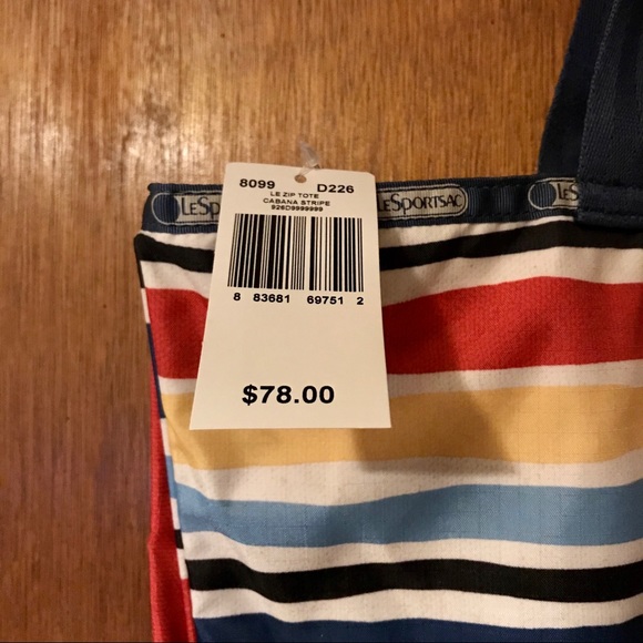 LeSportsac Striped Tote NWT - Picture 4 of 4